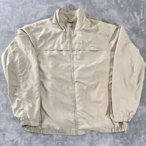 Eddie Bauer Full Zip Harrington Windbreaker Jacket Mens XL Outdoor Vented Beige